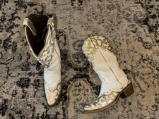 LANE WOMEN'S Size 7 Ivory LILY WESTERN BOOTS SNIP TOE