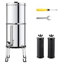 2.25G Gravity-fed Water Filter Countertop System Stainless Steel 2 Filters