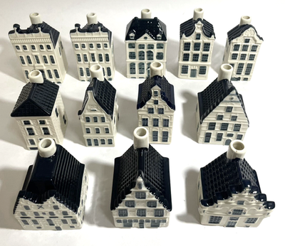 KLM 建物型ノベルティ 陶器製 KLM Blue Delft House Empty Bottle Amsterdam Set of 12 Used from