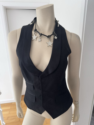 Original Gilet/Weste von Dsquared, Gr. 34/36, Schwarz, Rosa Futter, Satineinsätz