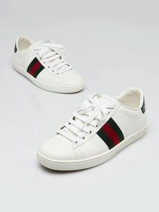 Baskets basses Gucci cuir blanc vintage Web As pointure 4,5/35