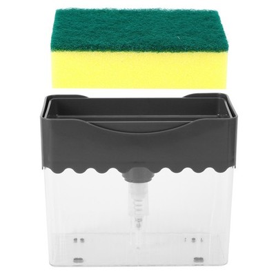 Kitchen Auto Detergent Dispenser Container With Tableware Washing Sponge Acc SET