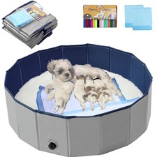 Artilife Dog Whelping Box Pool Birthing Pen Whelping, Puppy ID Collars, Pee Pads