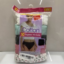 Hanes Hi Cuts Women's Sz 7/L Cotton Multicolor Tagless Pantie 10-Pack