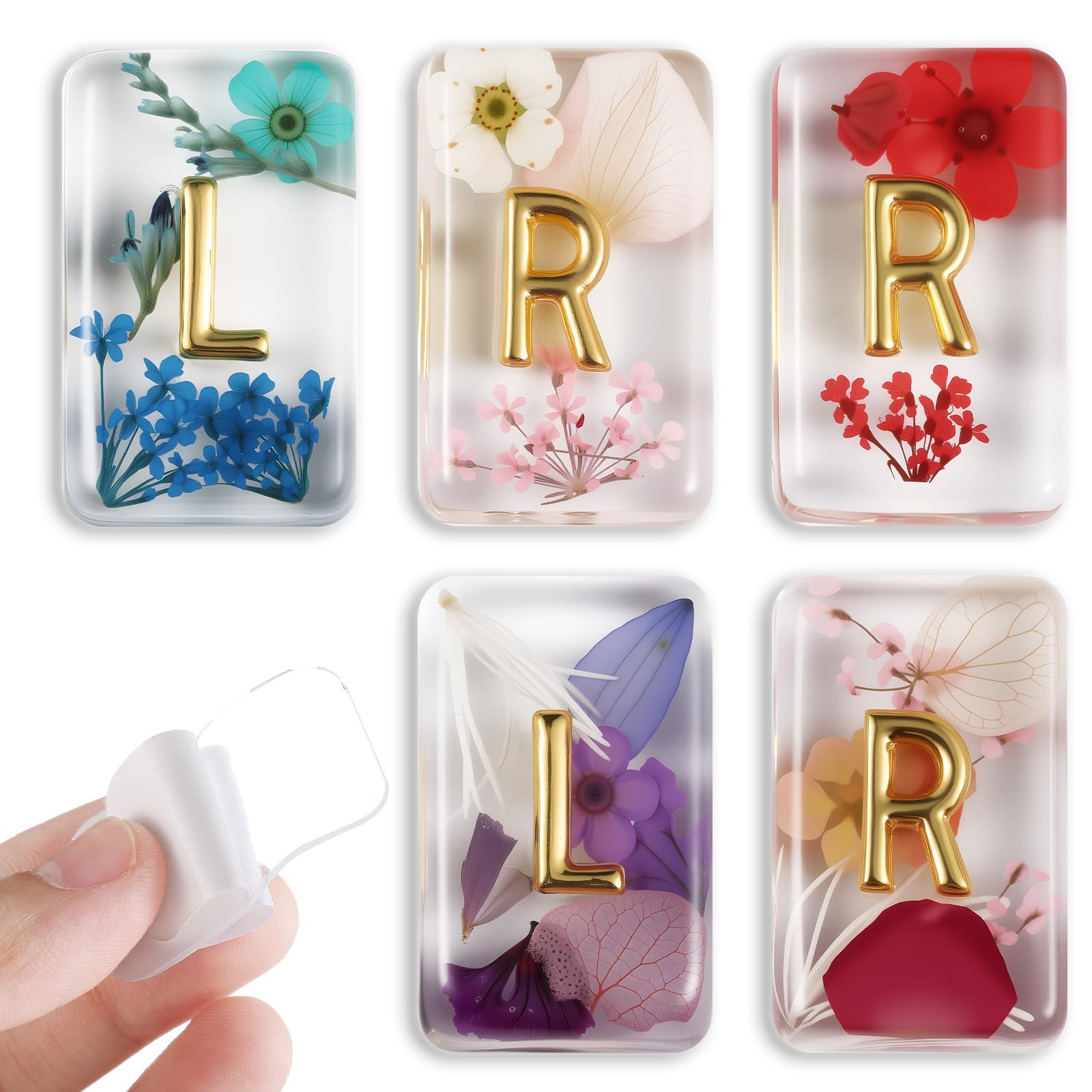 Flower Resin Lead Letters L R 0.59x0.98 Inch 10 Strips