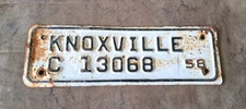 Vintage 1958 Knoxville, Tennessee City License Plate