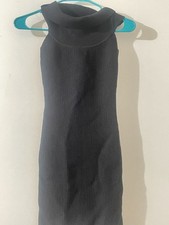 Windsor Black Ribbed Sleeveless Turtleneck Mini Bodycon Dress