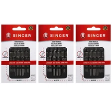 SINGER 50ct Assorted Large Eye Needles for Hand Sewing, Self-Threading Sewing