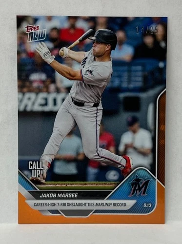 2025 Topps Now #556 Jakob Marlee Call-Up RC Marlins ORANGE Foil Parallel 14/25 - Picture 1 of 1