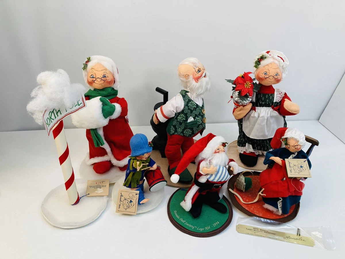 Lot of Christmas Annalee Dolls Santa Mrs. Claus Drummer Boy North