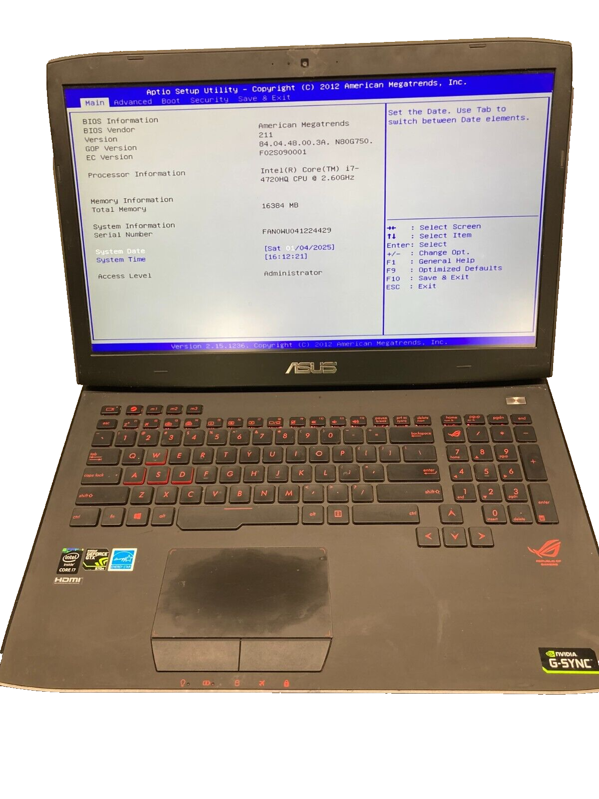 ASUS ROG Gaming Laptop  G751J i7-4720HQ 16GB RAM GTX 970M parts repair