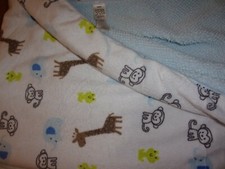 Baby BLANKET Carters White Blue Brown Elephant Frog Giraffe Monkey Sherpa