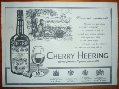 1953 VINTAGE ORIGINAL MITTELDRUCK ANZEIGE CHERRY HEERING SINCE 1818