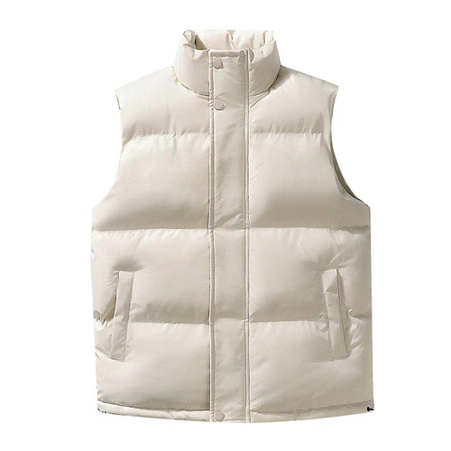 Stand Collar Men's Cotton-Padded Waistcoat Winter Gilet Thickened Thermal Vest - Picture 11 of 22