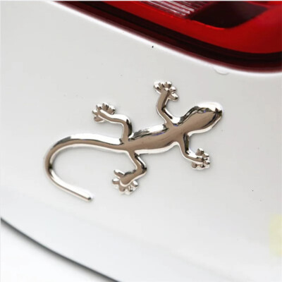 Silver Gecko Lizard Logo Metal Car Body Window Badge Emblem Sticker Accessories 