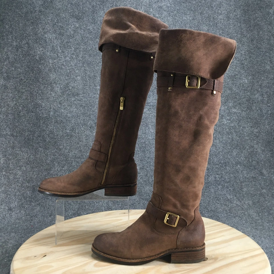 Vince Camuto Boots Womens 7 B Tall Riding Brown Leather  Over The Knee Casual - Image 2 of 4