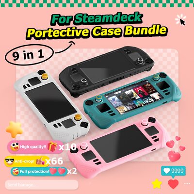 IINE Full Protection Shockproof Silicone Case for Steam Deck 9in1 Compatibility