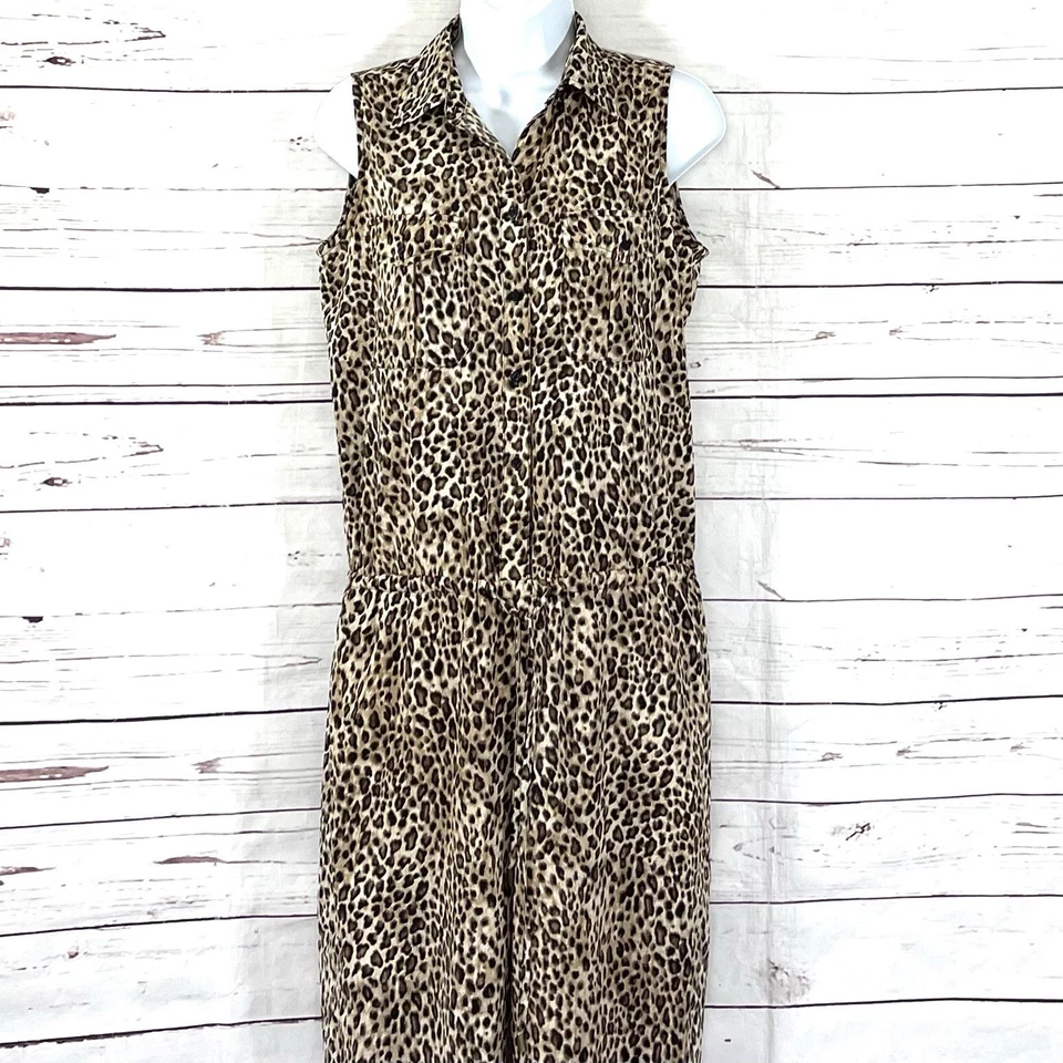Женский комбинезон Lauren Ralph Lauren с 6 коричневыми леопардовыми принтами без рукавов - Изображение 2 из 4