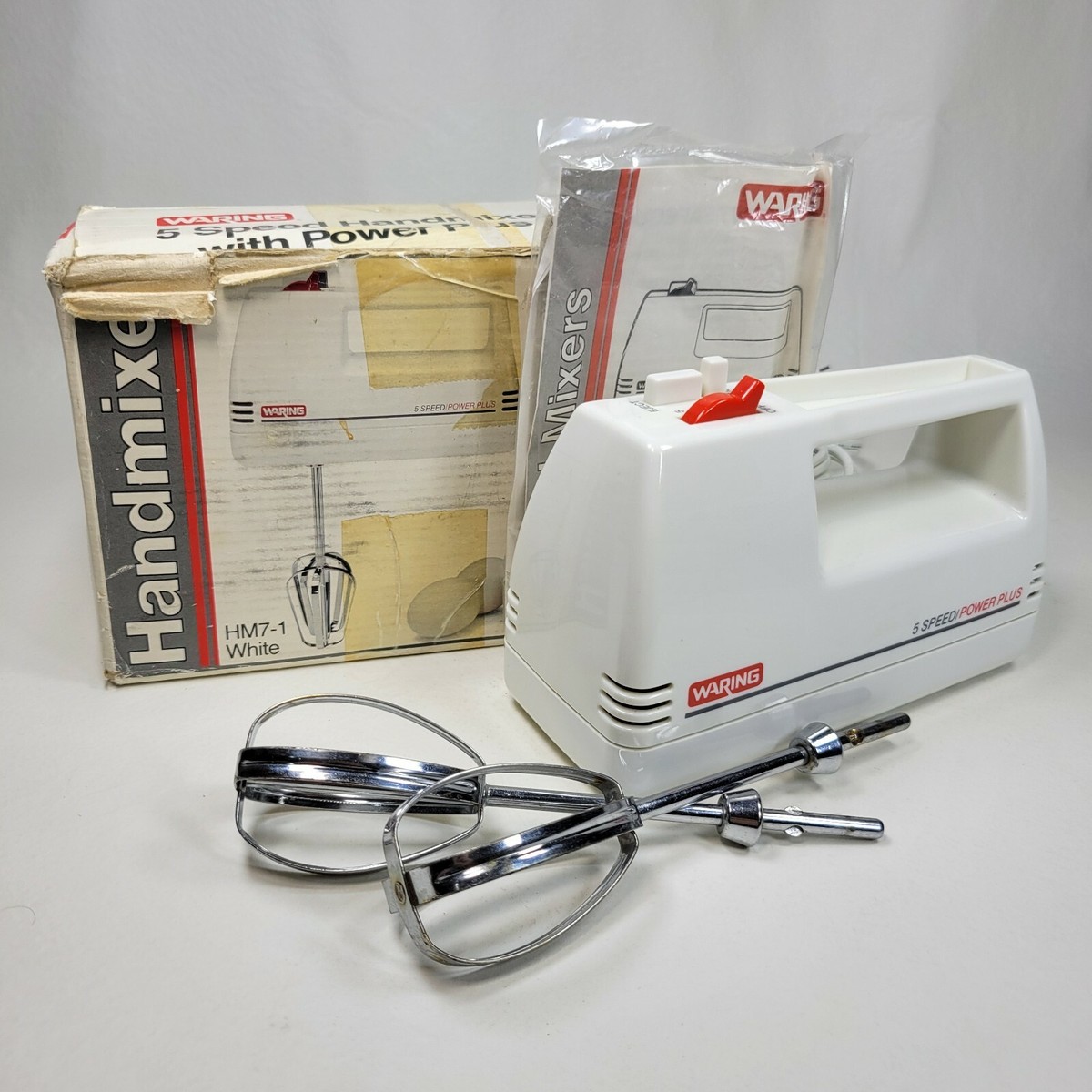 Vintage Waring 5-Speed Handmixer Power Plus with Box Manual