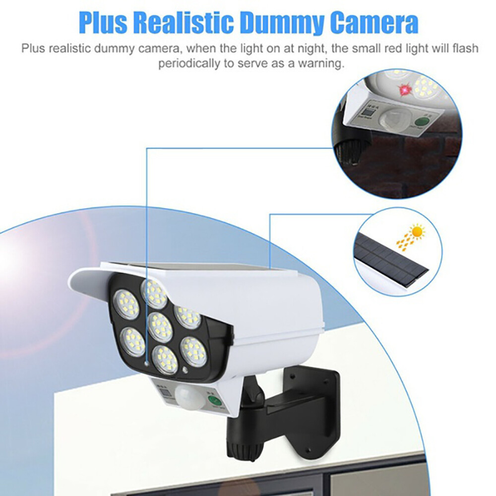 IP65 Solar Power Dummy Fake Security Camera Motion Sensor 77 LED Light Wall Lamp