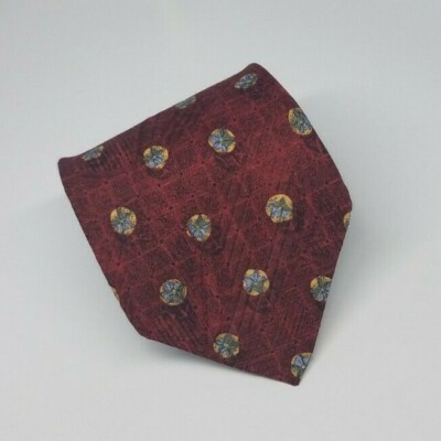 Vtg Robert Talbott Best of Class Silk Tie Red Sand Dollar Geometric 57 x 3.75