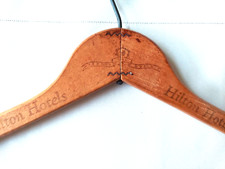 Hilton Hotels Vintage Wooden Clothes Hanger, "Around the World"