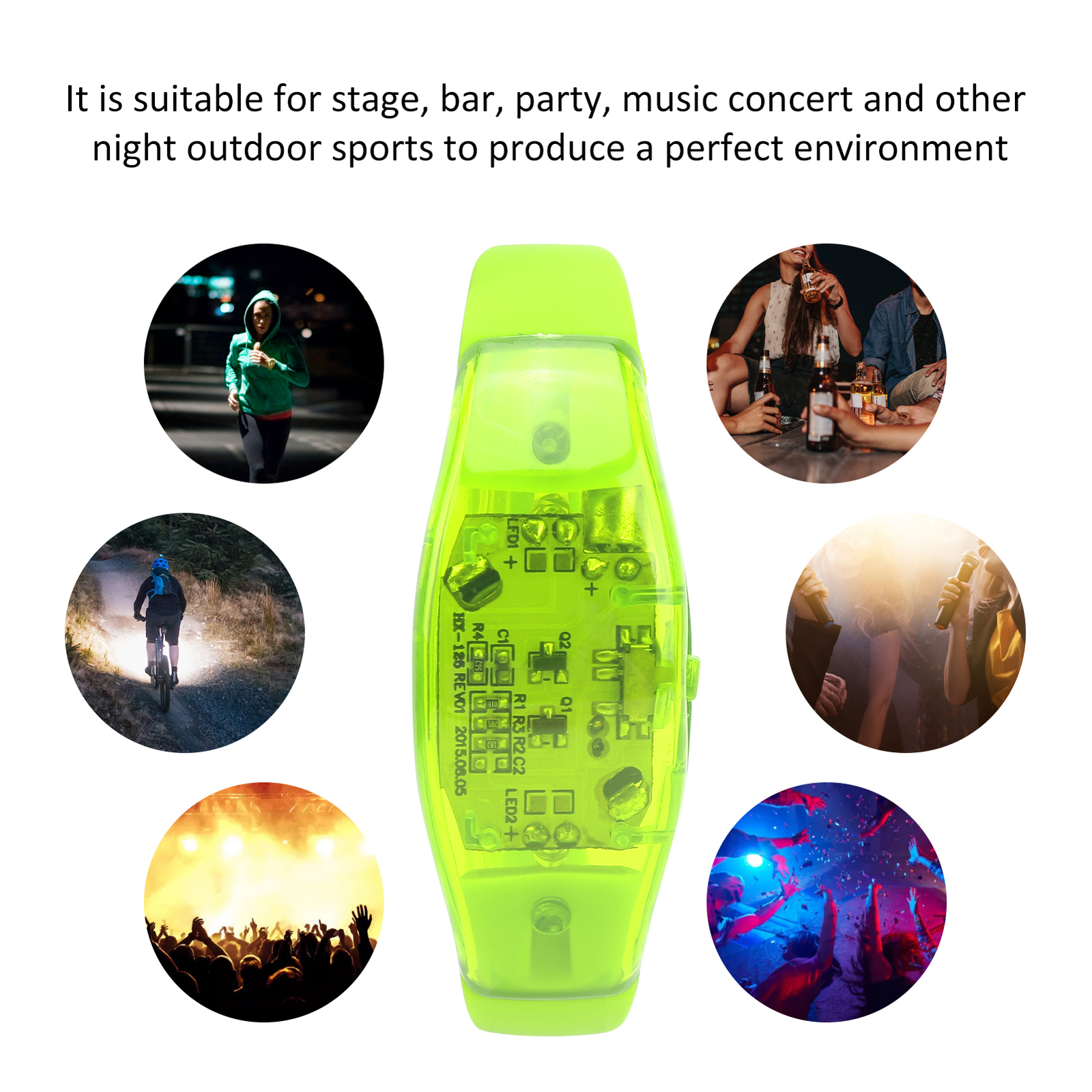 (Green)Flashing Wristband Night Running LED Bracelet Party Light Up Wristband 7434880720315 eBay