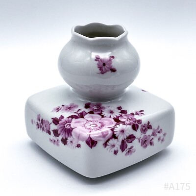 Vintage Fine China Light Porcelain Vase with Floral Decor Made in GDR 8.5x9cm