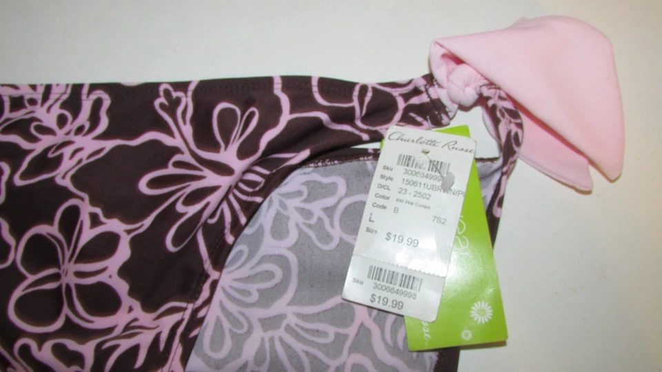 Charlotte Russe Marrón Rosa Mujer Nuevo Con Etiquetas Bikini Traje De Baño Parte Inferior Floral Corbatas Grandes Foto 2 de 4
