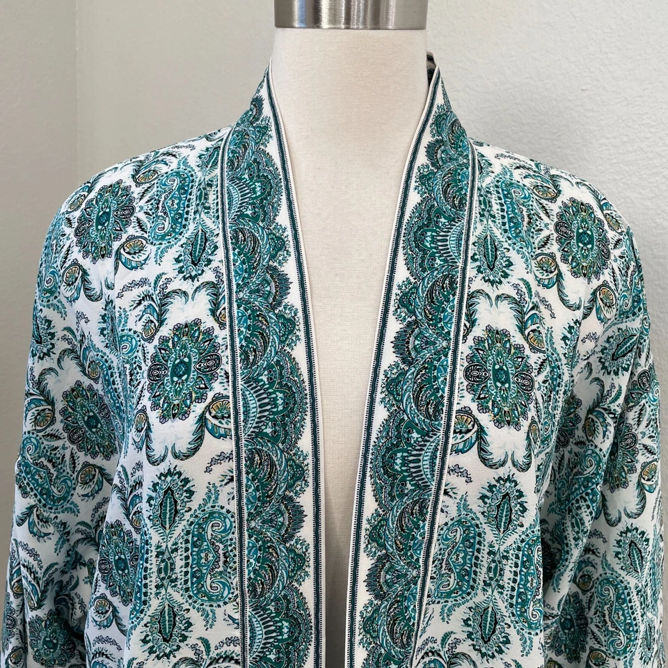 Cárdigan kimono abierto verde grande floral Max Edition para mujer Foto 2 de 4