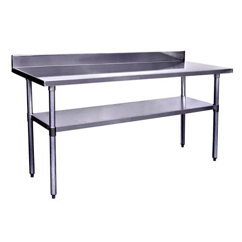 Kratos Stainless Steel Kitchen Prep Table 60"x24" with Backsplash and - Picture 1 of 2