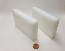 LOT OF (2) MACHINABLE UHMW PLASTIC FLAT STOCK PIECES 4-3/4" X 2-15/16" X 3/4"
