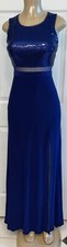Morgan & Co. size 5/6 elegant navy blue gown mesh sleeveless sequin