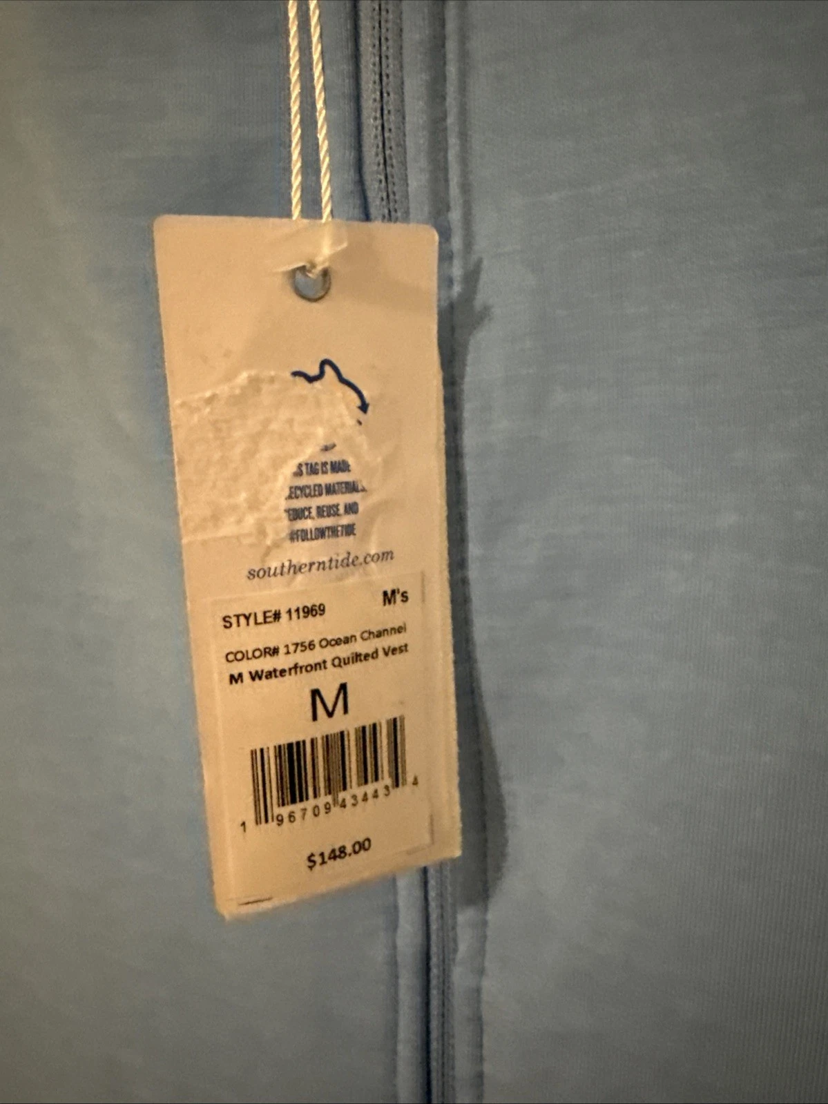 NWT Men’s Southern Tide Waterfront Quilted Vest Ocean Channel Blue MEDIUM image 2