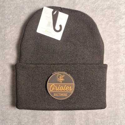 Baltimore Orioles Leather Round Patch Black Beanie Cap MLB 