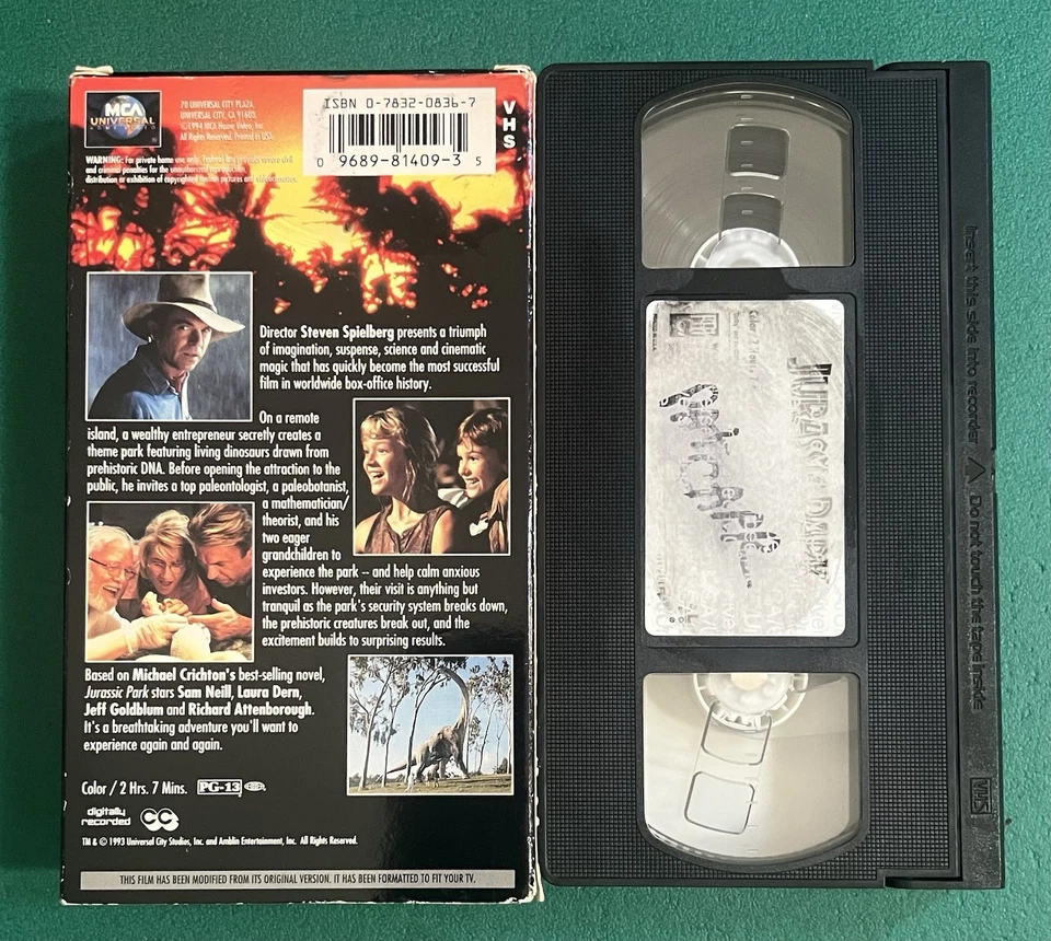 Jurassic Park Trilogy VHS Tapes 1 2 & 3 Movie Lenticular Dinosaur Cover Lot of 3 Foto 3 de 4