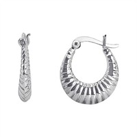 Croissant Creolen Breit 925 Silber 20Mm VerjüNgt Gerippt - Silverly