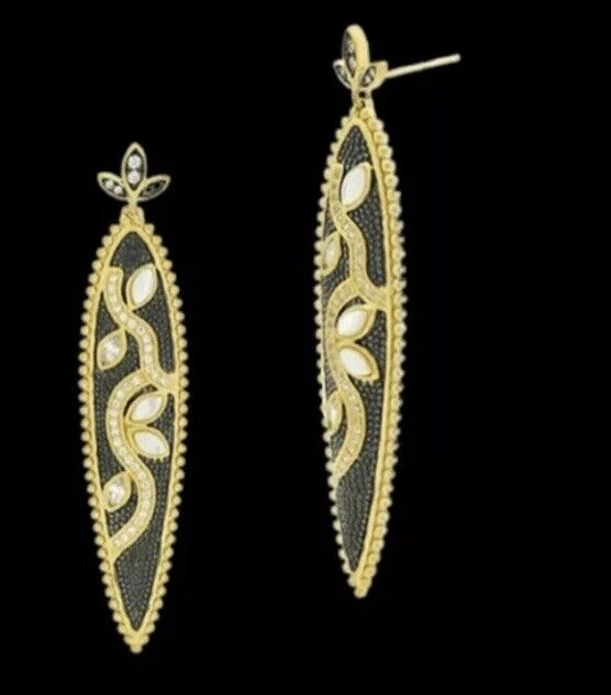 Серьги Freida Rothman 925 Fleur Leaflet MOP & CZ 14K и родиевое покрытие новые без ценников - Изображение 4 из 4