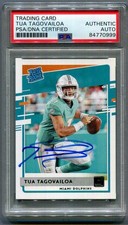 Tua Tagovailoa 2020 Donruss Rookie On-Card Autograph PSA Authentic. rookie card picture