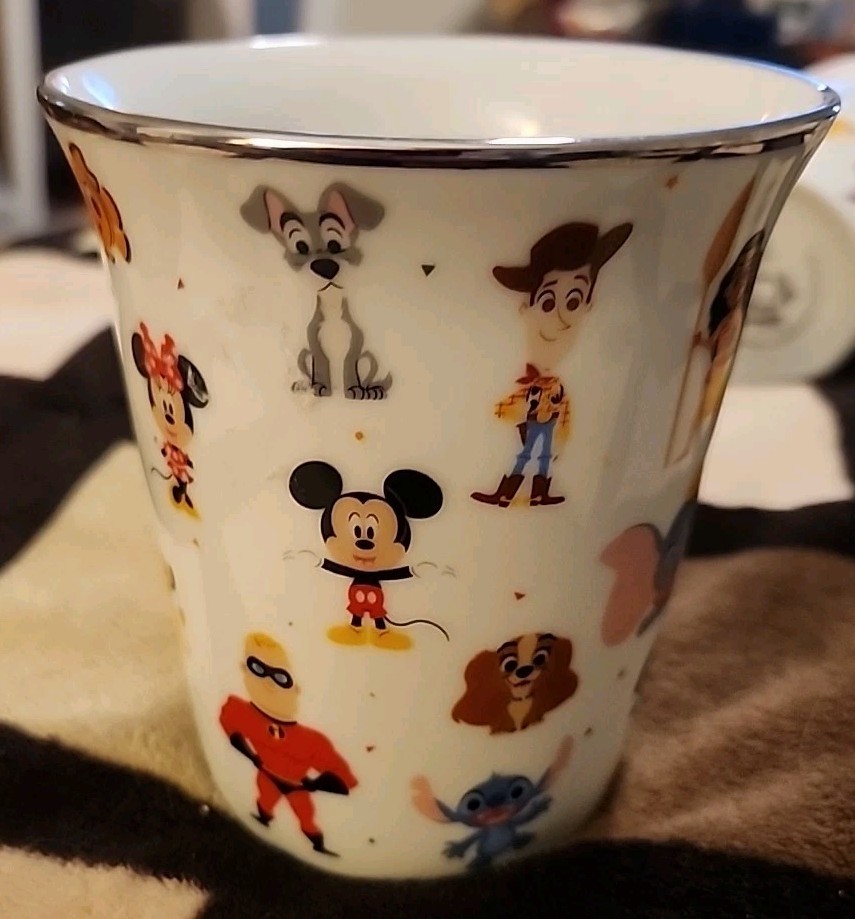  ZRIKE BRANDS BY R SQUARED Disney Characters Ceramic Coffee Mug Silver Trim   K