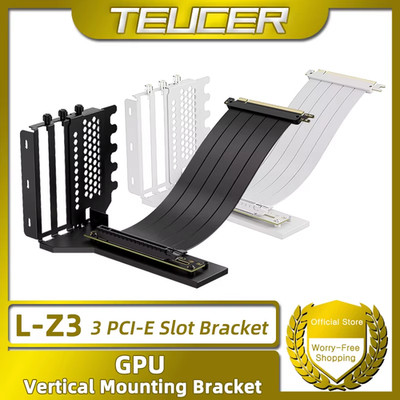 TEUCER L-Z3 GPU Vertical Mounting Bracket with PCIe 4.0 X16 Riser Cable Length 2