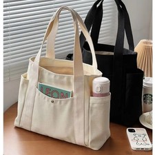 Large Capacity Canvas Tote Bags for Work Commuting Carrying Bag College Style
