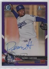 2018 Bowman Chrome Prospect Purple Refractor /250 Dennis Santana Auto 14lz