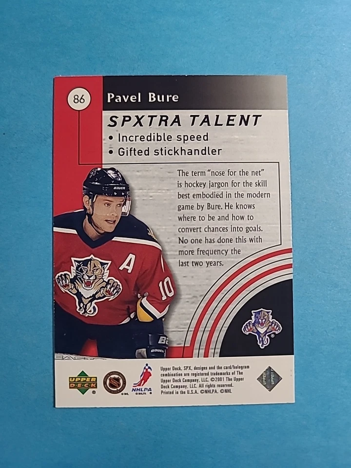 Pavel Bure 2001 Upper Deck SPX SPXtra Talent Hockey Card # 86 I9365 - Image 2 of 2