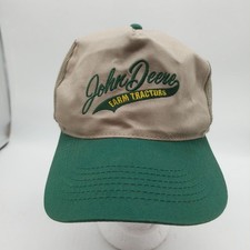 John Deere Embroidered Hat Cap Adult Trucker Snapback Green Beige READ