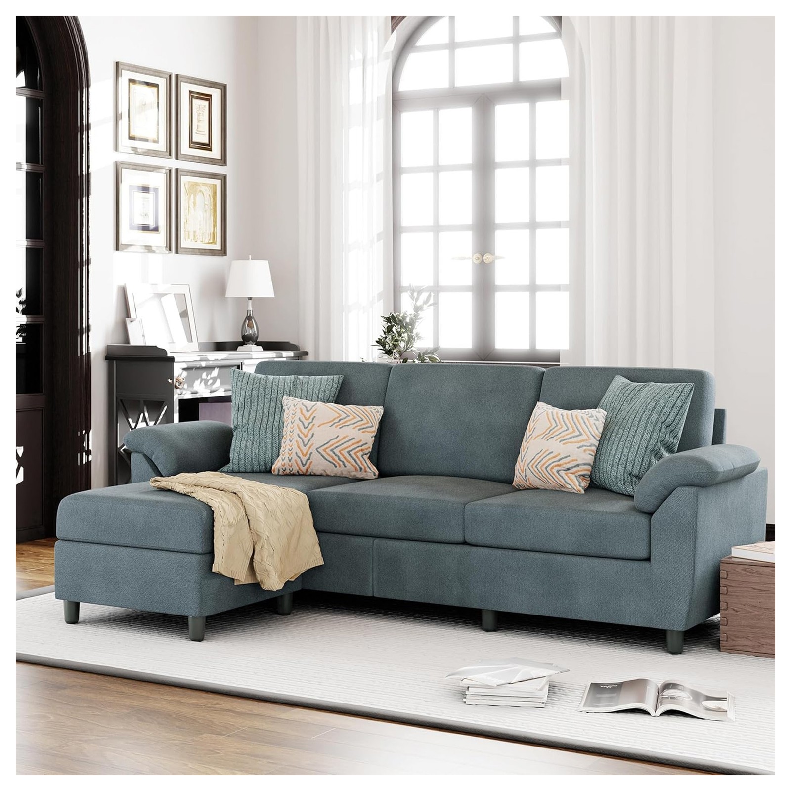 Vongrasig 79" Convertible Sectional Sofa Couch, L Shaped, Gray(Open Box)