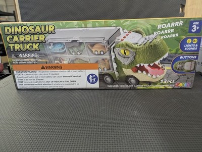 JOYIN 13 in 1 Dinosaur Toys for Kids 3-5 Dinosaur Truck with 12 Pull Back Car.