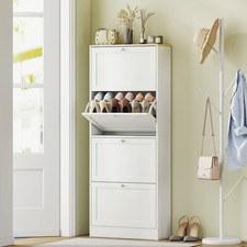 Shoe Storage Cabinet with Flip Drawers and Adjustable Shelf