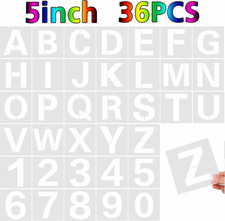 36 Pcs Large Alphabet  Number Stencils, Reusable Letter Stencils for Paintin...
