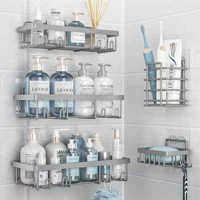 5 Pack Shower Caddy Organizer Rack Shelf for inside Shower, Self Adhesive Bathro